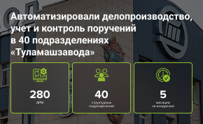 Автоматизировали делопроизводство, учет и контроль поручений в 40 подразделениях «Туламашзавода»