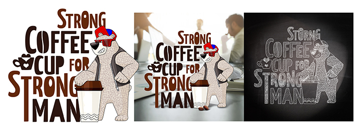 Медведь с каллиграфией