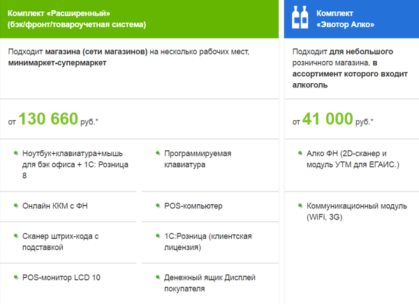 Цены на онлайн-ККТ